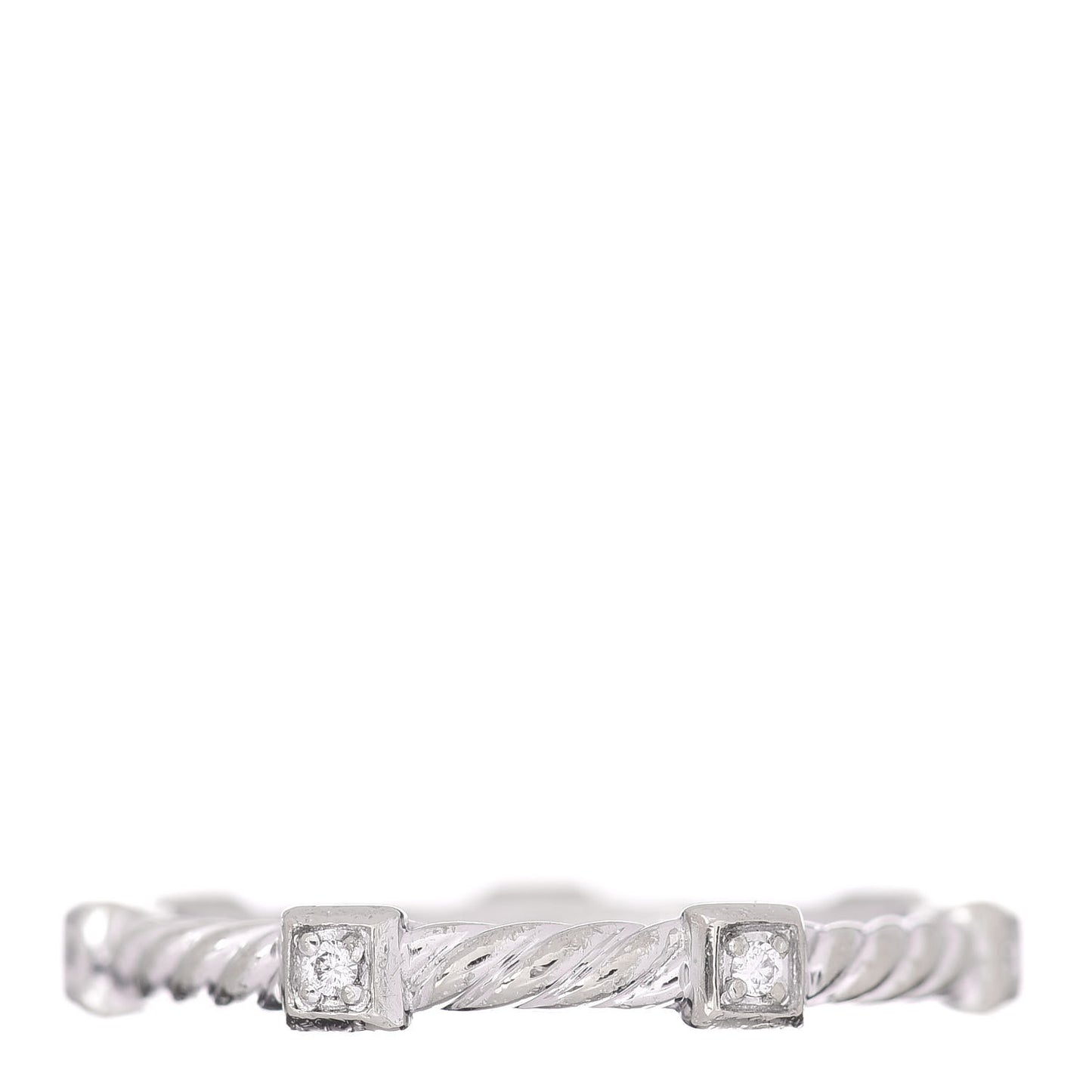 18K White Gold Diamond 2mm Cable Collectibles Stack Band Ring 56 7.5
