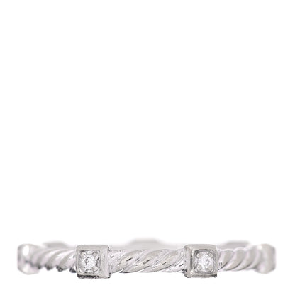 David Yurman 18K White Gold Diamond 2mm Cable Collectibles Stack Band Ring 56 7.5 1 of 4