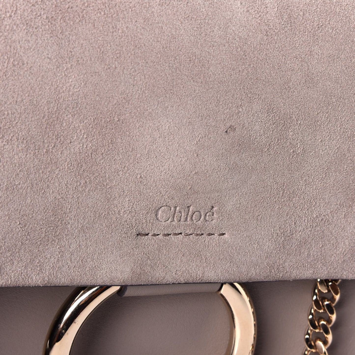 Suede Calfskin Small Faye Shoulder Bag Motty Grey