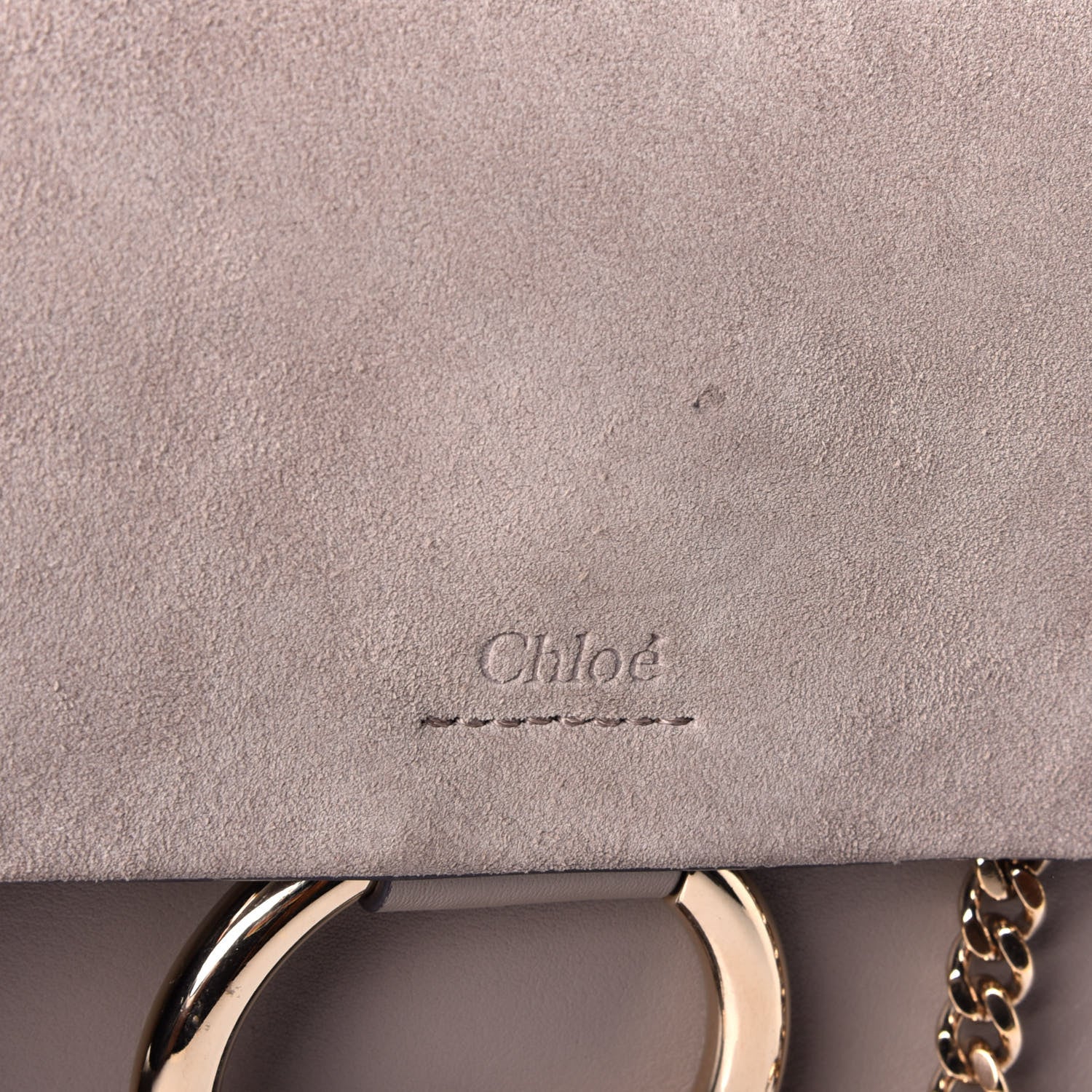 Chloe Suede Calfskin Small Faye Shoulder Bag Motty Grey 9 of 10