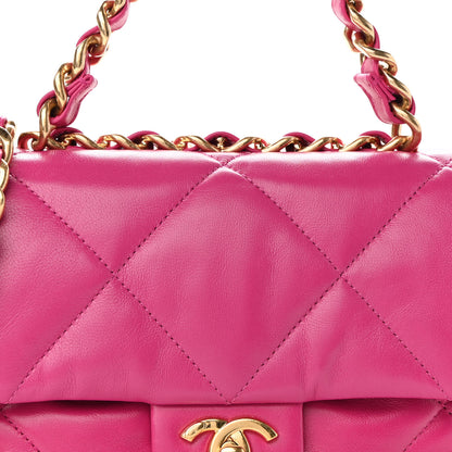 Chanel Lambskin Quilted Small Chain Top Handle Flap Pink 8 of 10