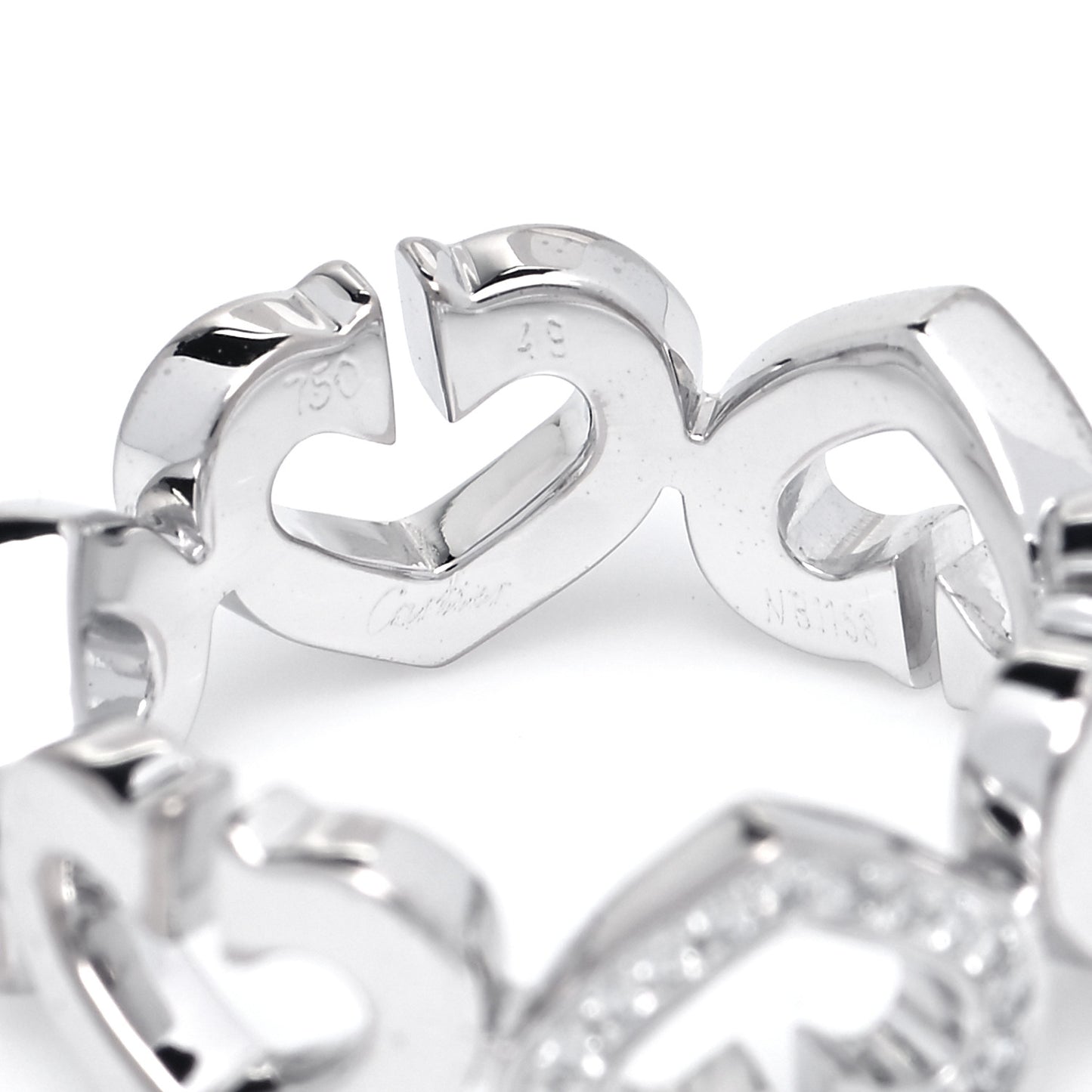 18K White Gold Diamond Hearts and Symbols Ring 49 4.75