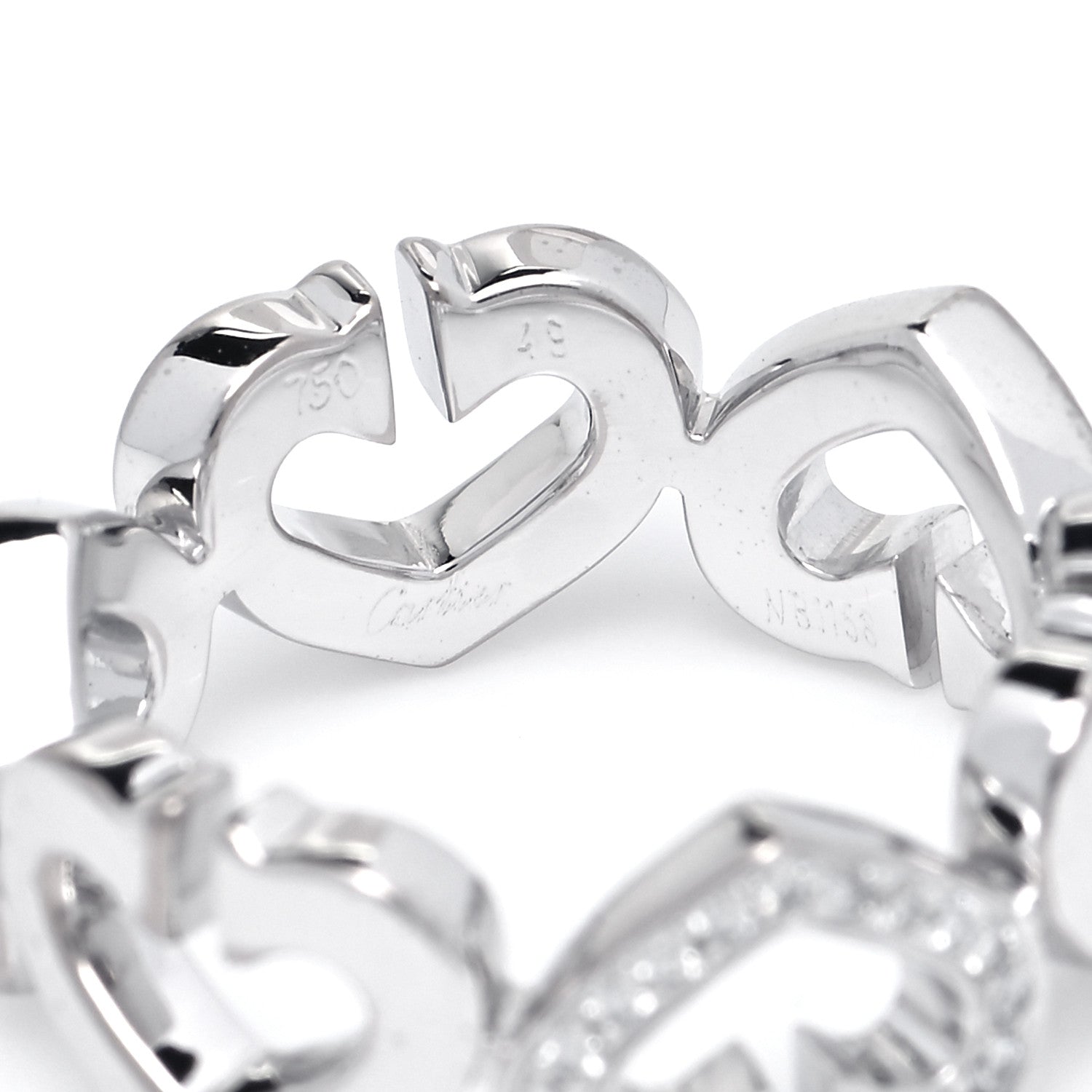 Cartier 18K White Gold Diamond Hearts and Symbols Ring 49 4.75 4 of 4