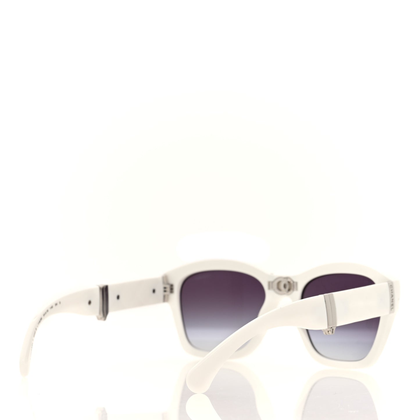 Acetate Metal Crystal Square Folding Sunglasses 6055-B White