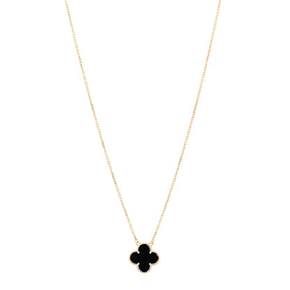 Van Cleef & Arpels 18K Yellow Gold Black Onyx Vintage Alhambra Pendant Necklace 1 of 6