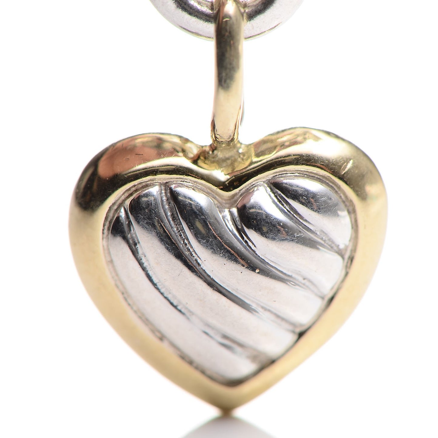 Sterling Silver 18K Yellow Gold Cable Heart Charm Bracelet