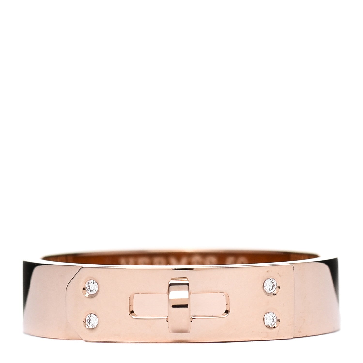 Hermes 18K Rose Gold Diamond PM Kelly Ring 59 8.75 1 of 4