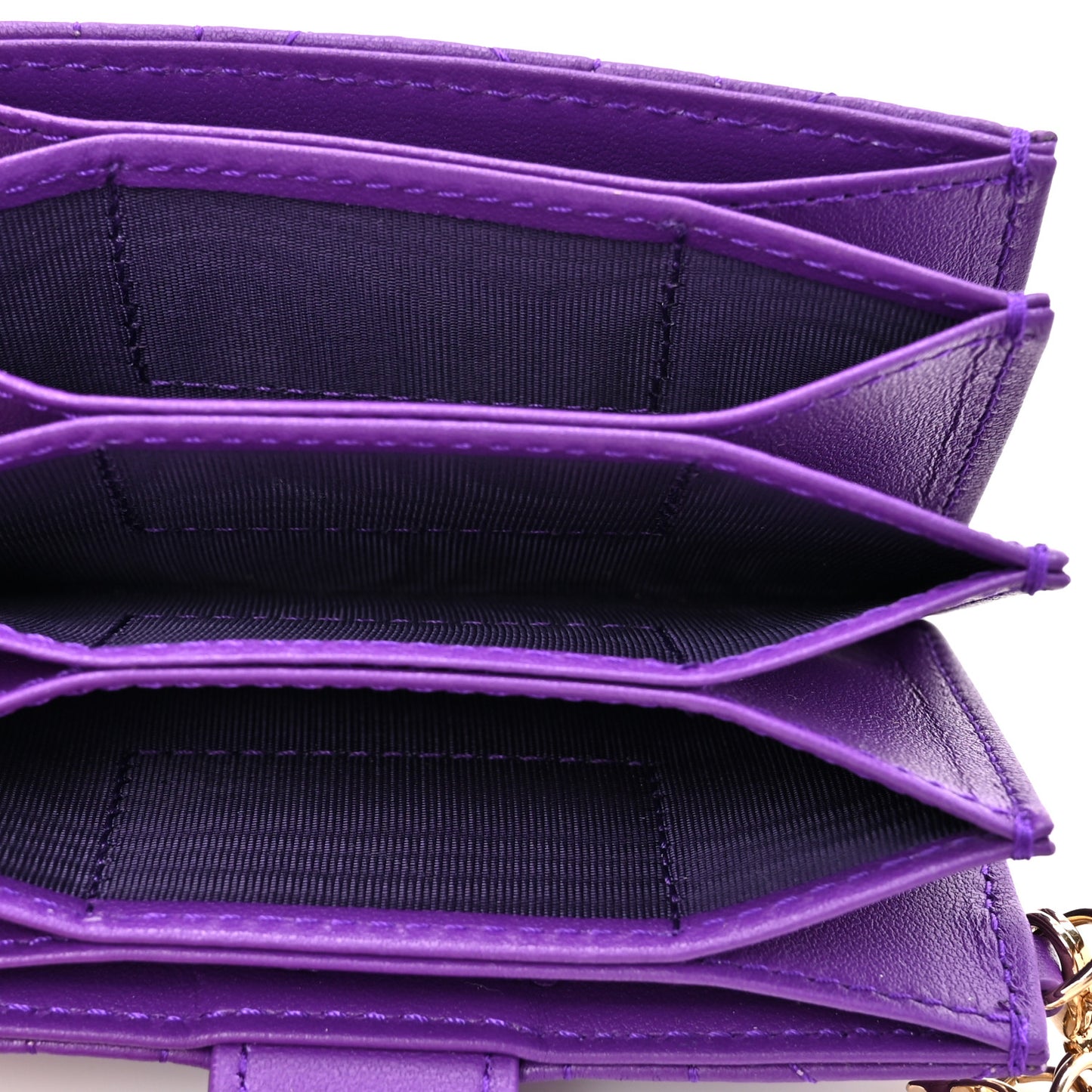 Lambskin Cannage Lady Dior 5-Gusset Card Holder Purple Jamu Purple Jamu