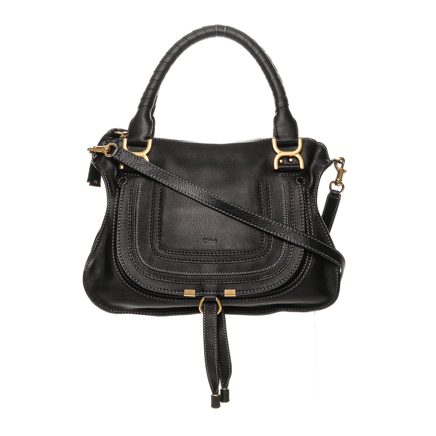 Calfskin Medium Marcie Satchel Black