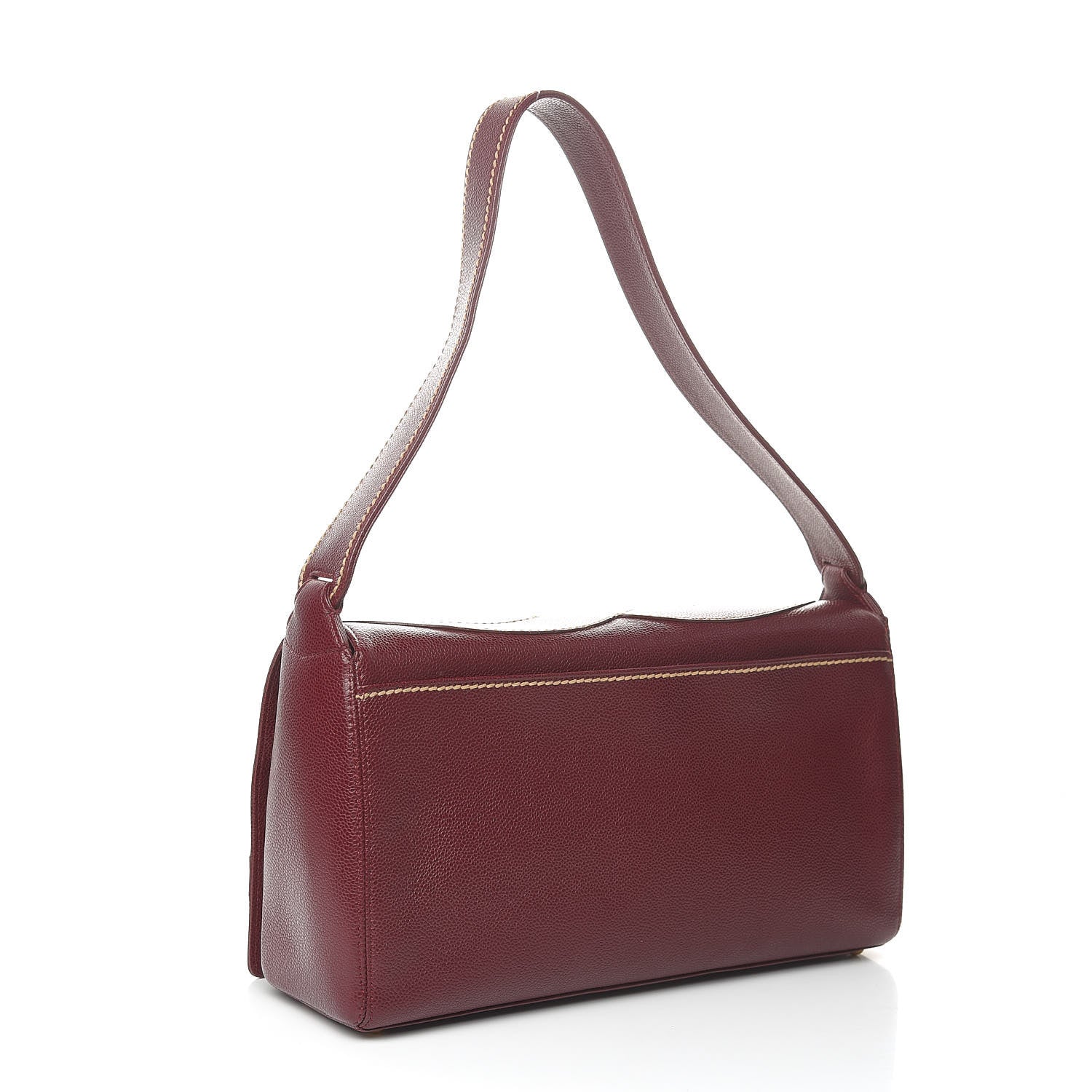 Chanel Caviar CC Stitched Medium Flap Shoulder Bag Burgundy 3 of 15