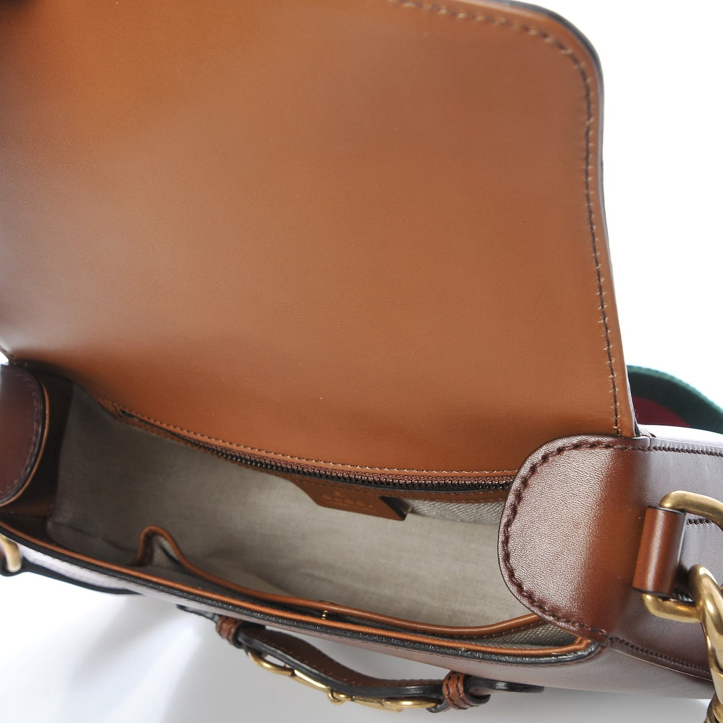 Calfskin Medium Lady Web Shoulder Bag Cuir