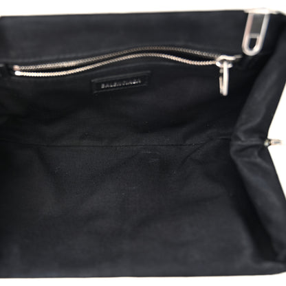 Balenciaga Shiny Supple Calfskin Logo Crocodile Embossed Cloud Clutch XS White 5 of 11