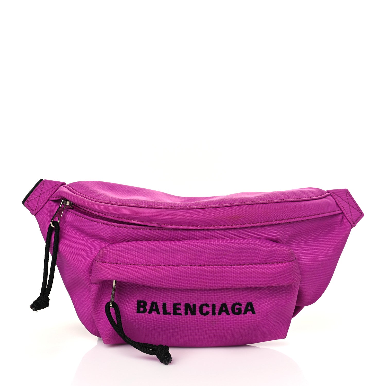 Balenciaga Sport Nylon Logo Embroidered Small Wheel Beltpack Fuchsia Black 1 of 6