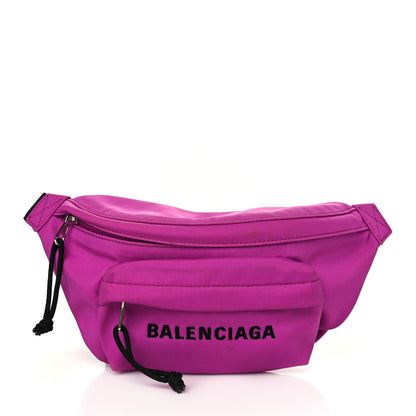 Balenciaga Sport Nylon Logo Embroidered Small Wheel Beltpack Fuchsia Black 1 of 6