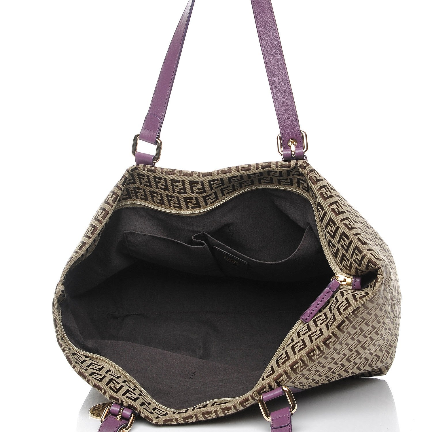 Fendi Zucchino Charm Large Shopper Tote Purple 5 of 7