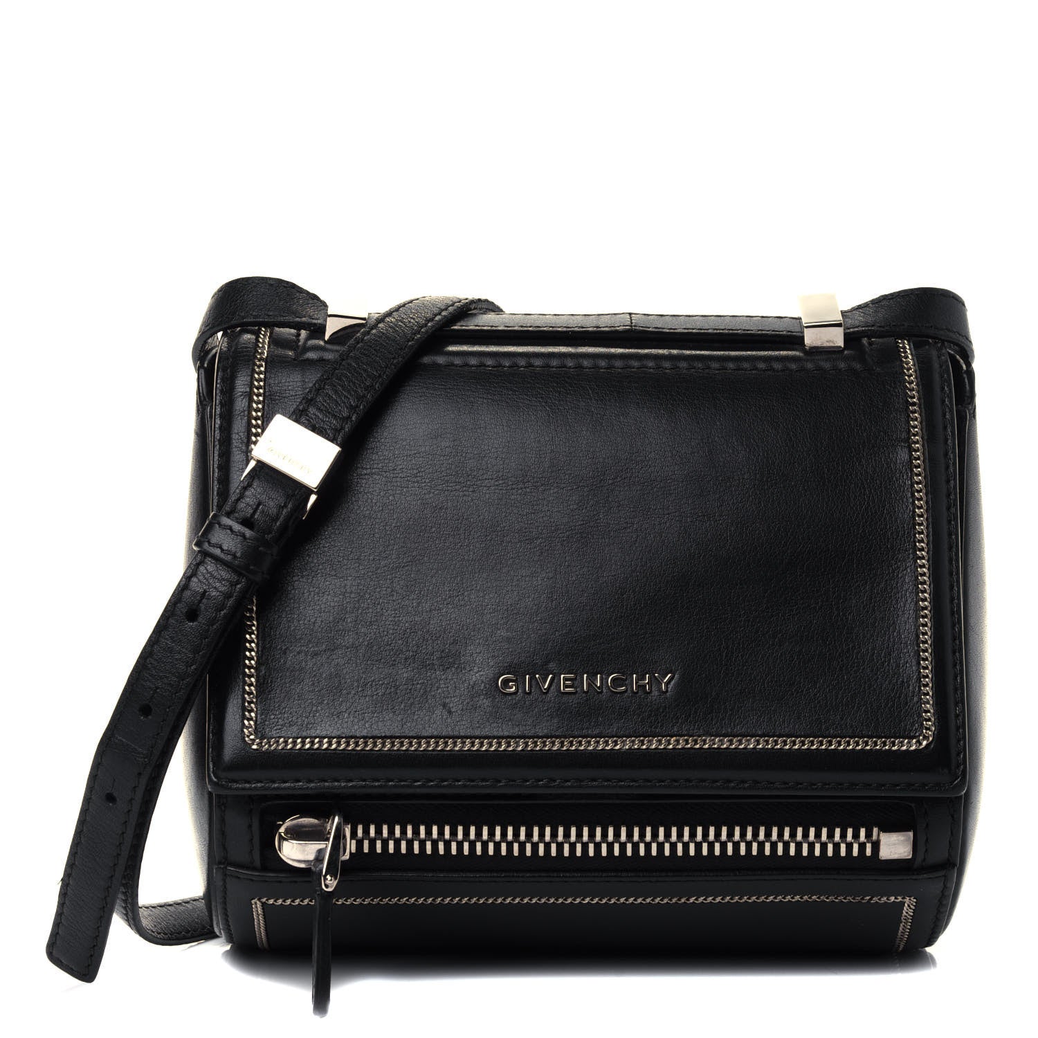 Givenchy Calfskin Chain Detail Mini Pandora Box Crossbody Bag Black 1 of 5