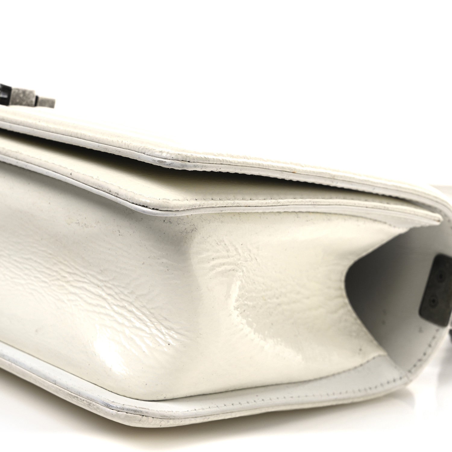 Chanel Distressed Patent Quilted Medium Boy Flap White 10 of 14