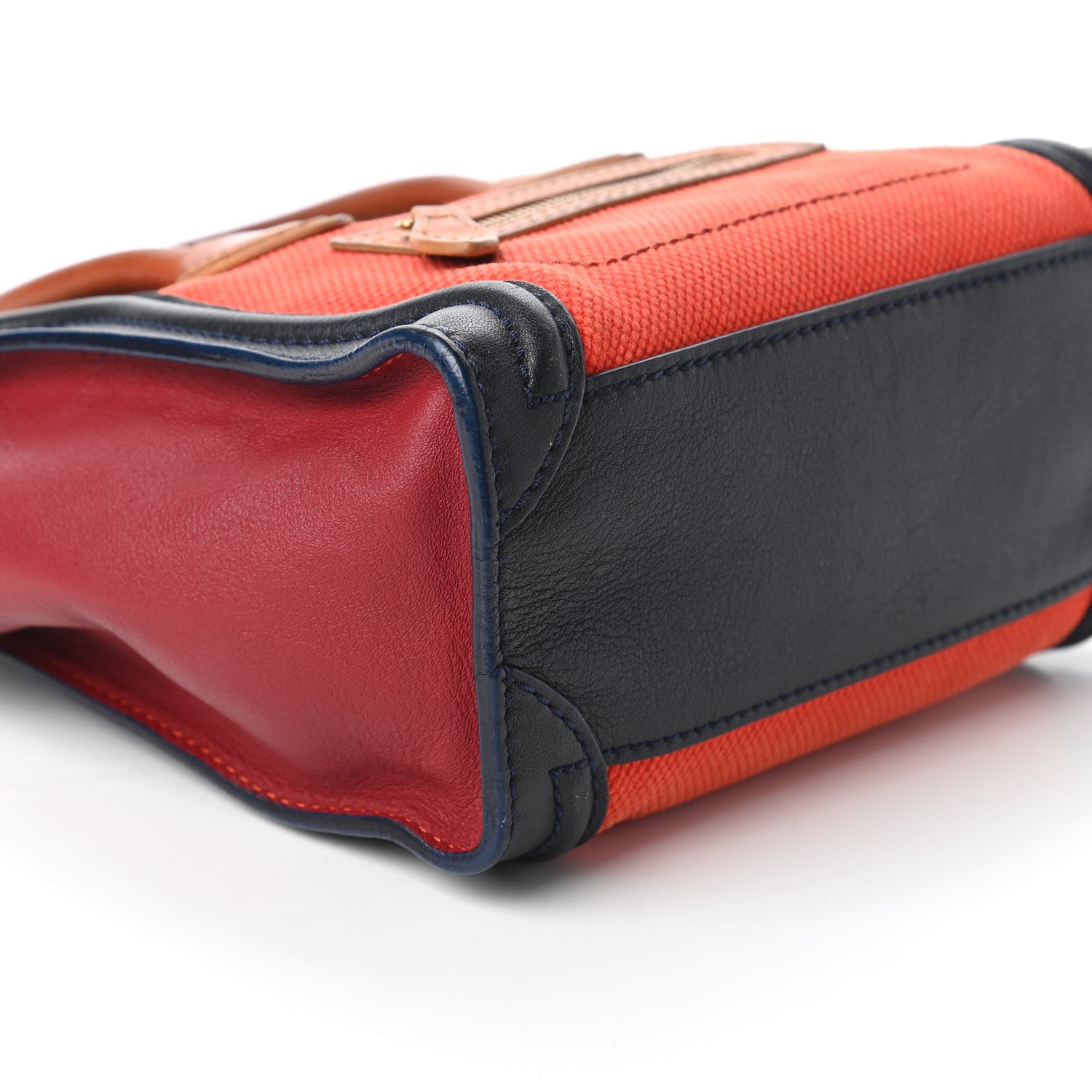Celine Calfskin Linen Nano Tri-Color Luggage Poppy 6 of 11