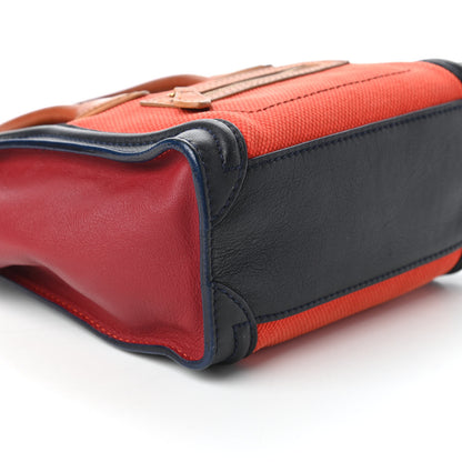 Celine Calfskin Linen Nano Tri-Color Luggage Poppy 6 of 11