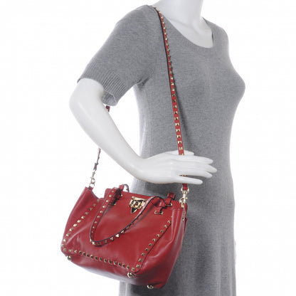 Valentino Garavani Vitello Small Rockstud Tote Rosso Valentino 2 of 8