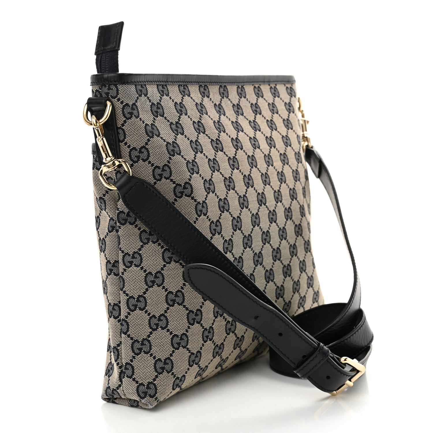 Gucci GG Supreme Monogram Web Flat Messenger Bag Navy 3 of 12