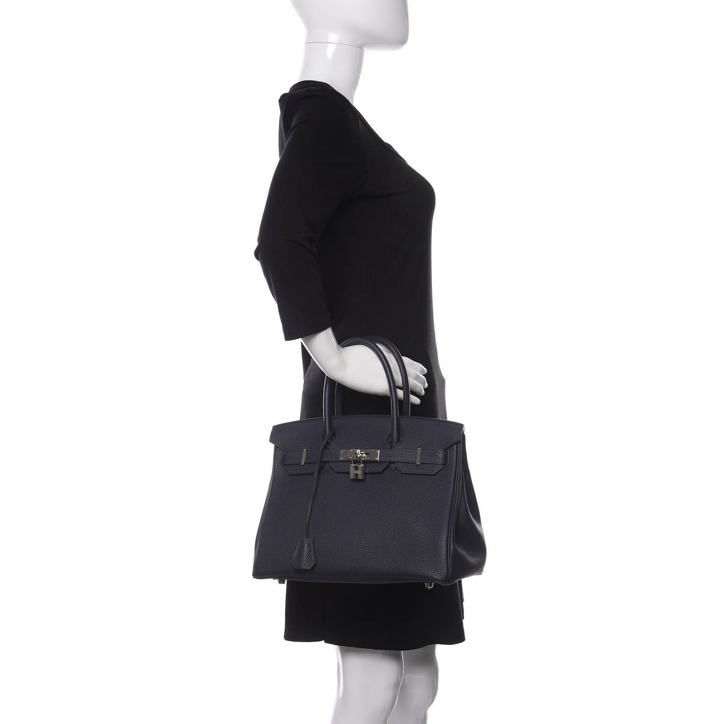 Togo Birkin Verso 30 Bleu Nuit Orange Poppy