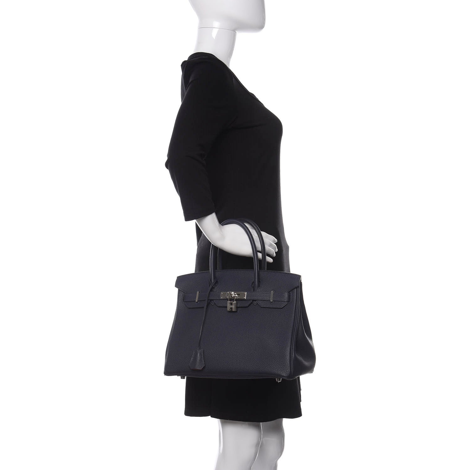 Hermes Togo Birkin Verso 30 Bleu Nuit Orange Poppy 2 of 11