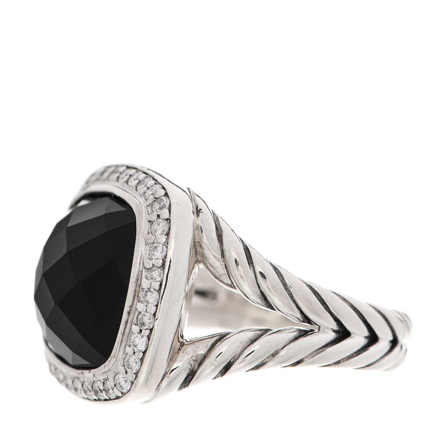 Sterling Silver Diamond Black Onyx 11mm Albion Ring 48 4.5