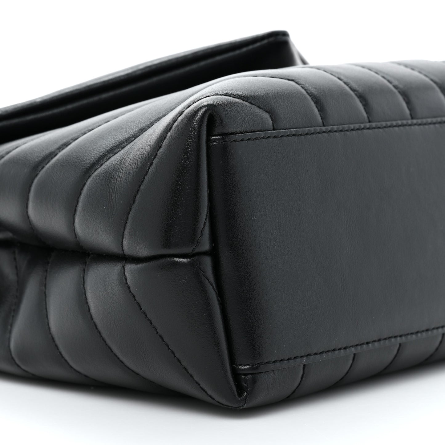 Calfskin Y Quilted Monogram Monochrome Small Loulou Chain Satchel Black