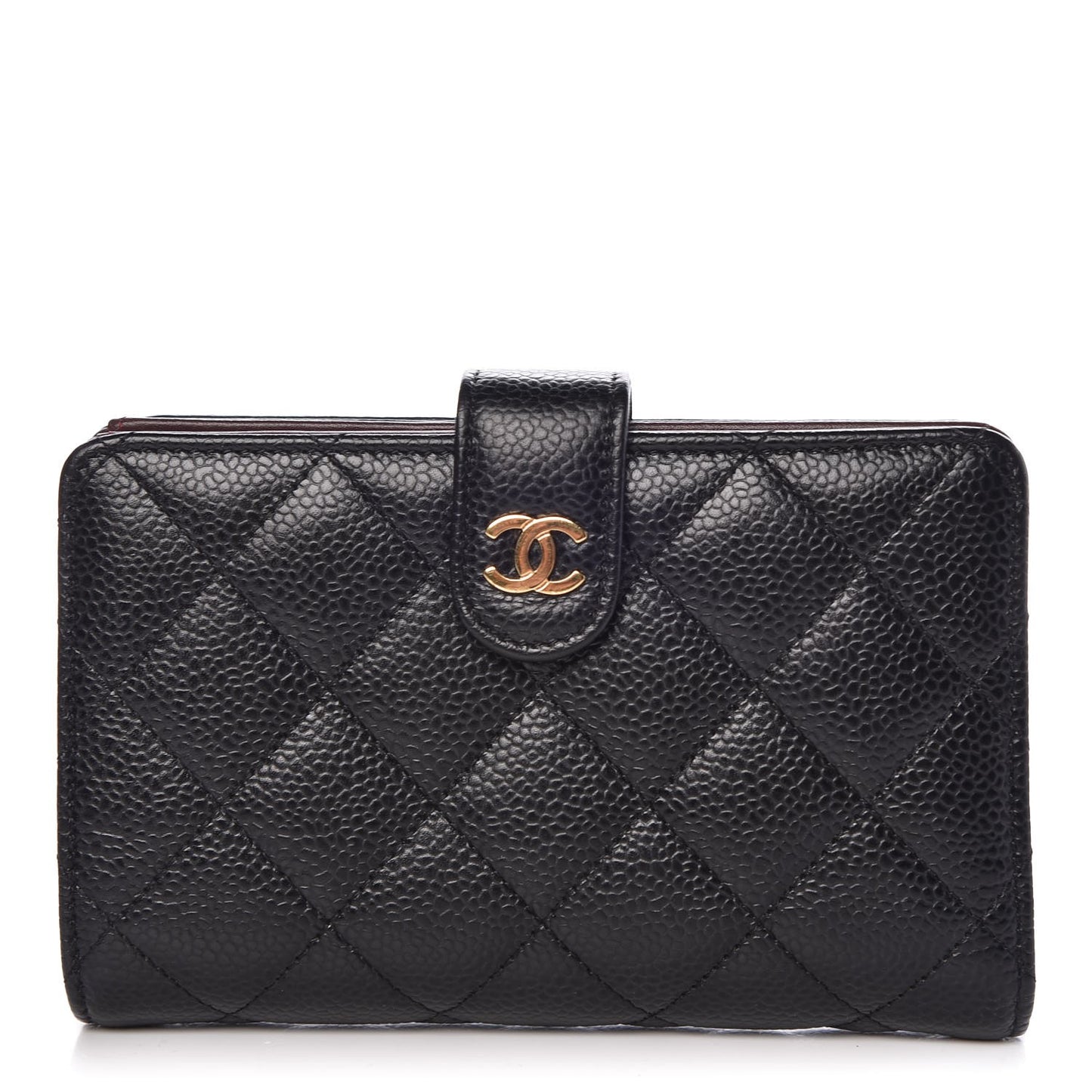 Caviar Quilted Zipped Pocket Wallet Black