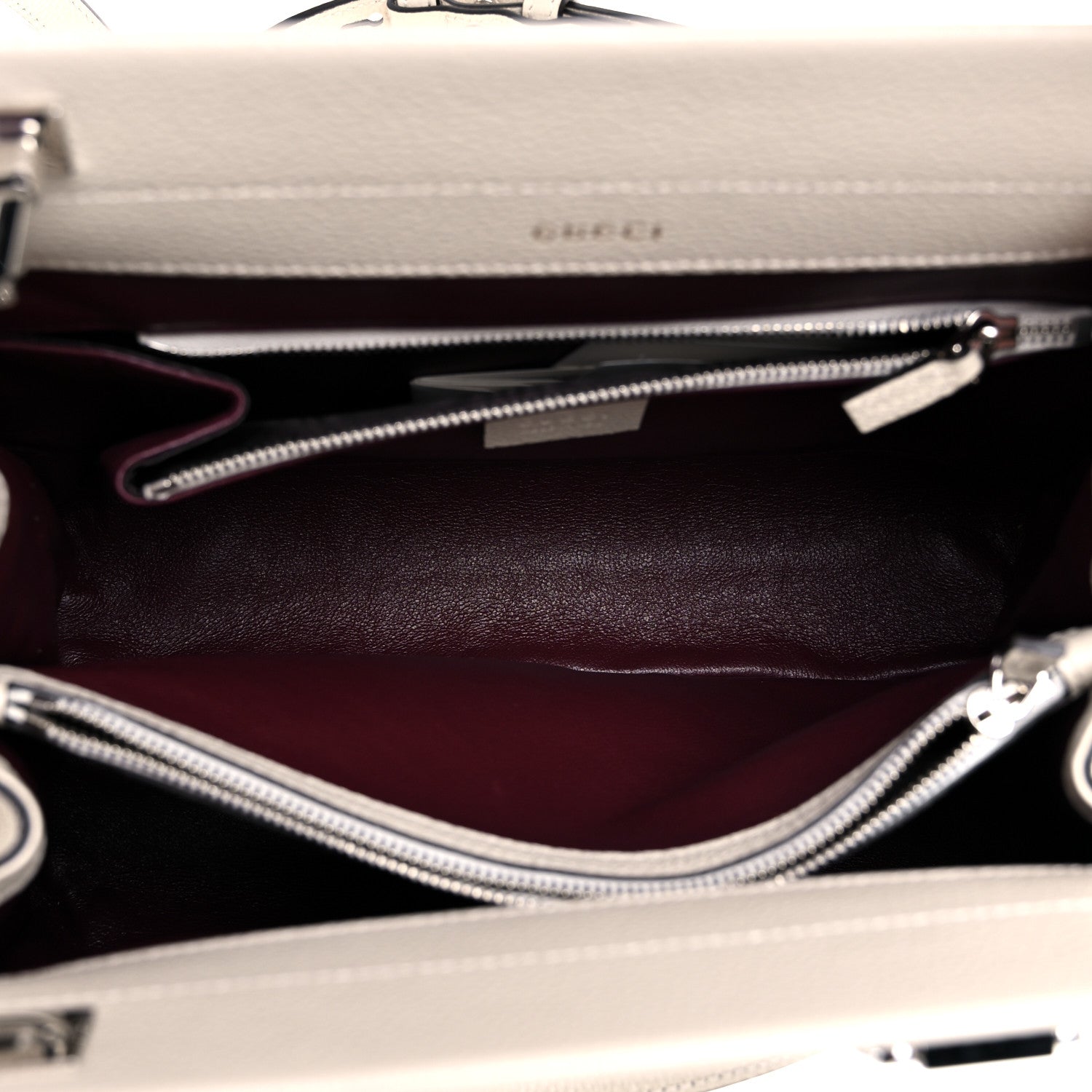 Gucci Grainy Calfskin Small Zumi Top Handle Bag Mystic White 6 of 10