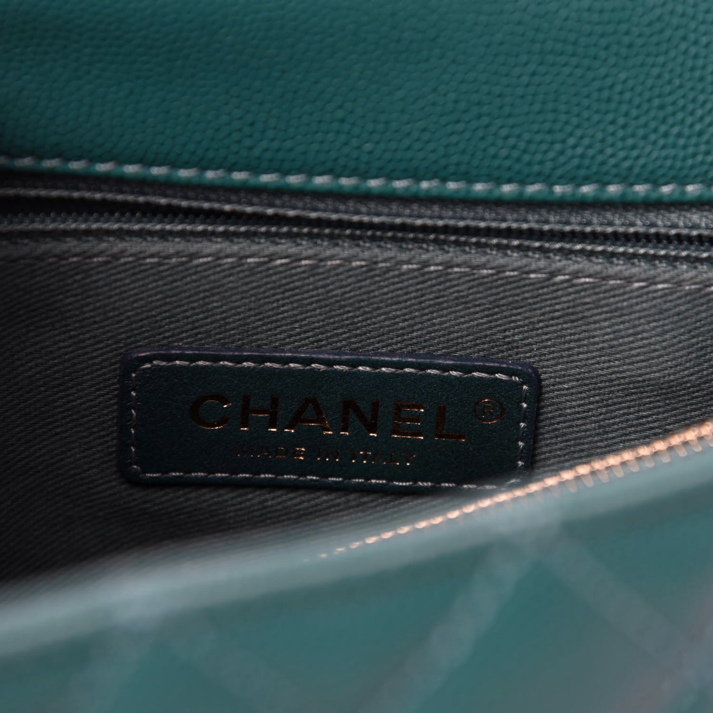 Caviar Quilted Small Coco Handle Flap Dark Turquoise