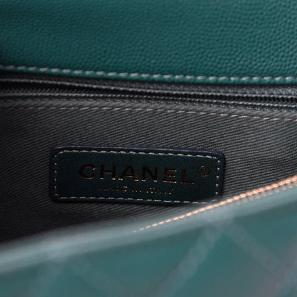 Chanel Caviar Quilted Small Coco Handle Flap Dark Turquoise 9 of 12
