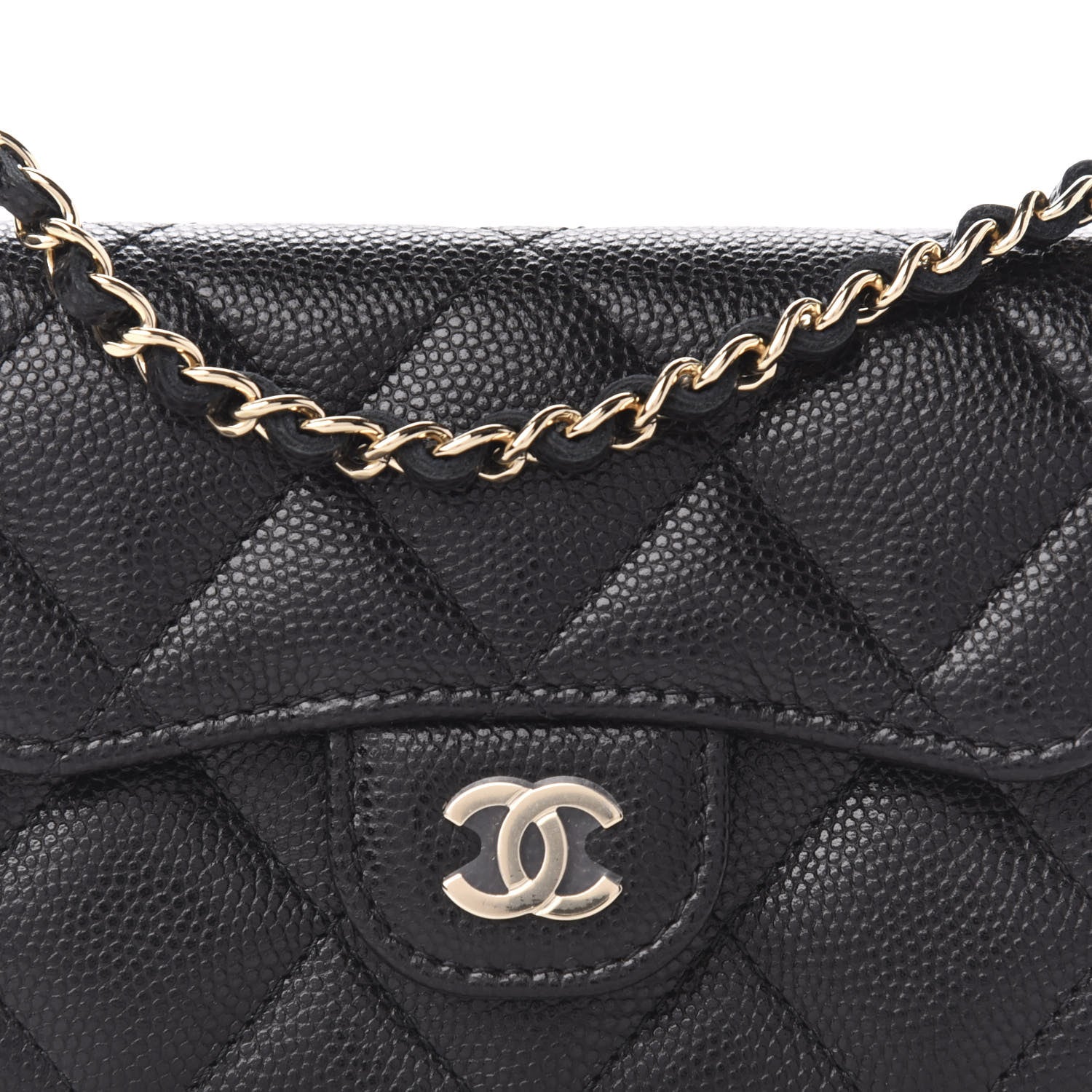 Chanel Caviar Quilted Flap Card Holder On Chain Black 11 of 12