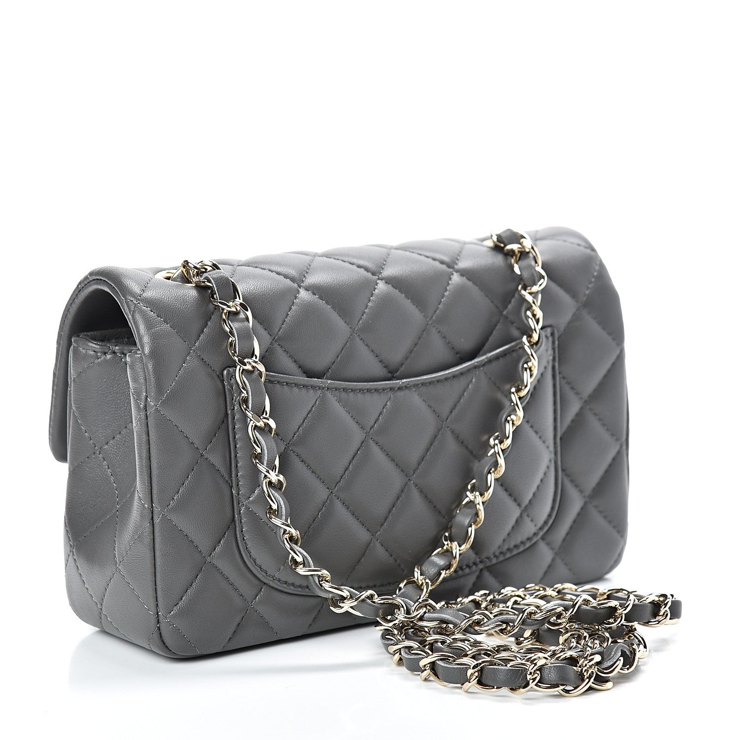 Chanel Lambskin Quilted Mini Rectangular Flap Grey 2 of 10