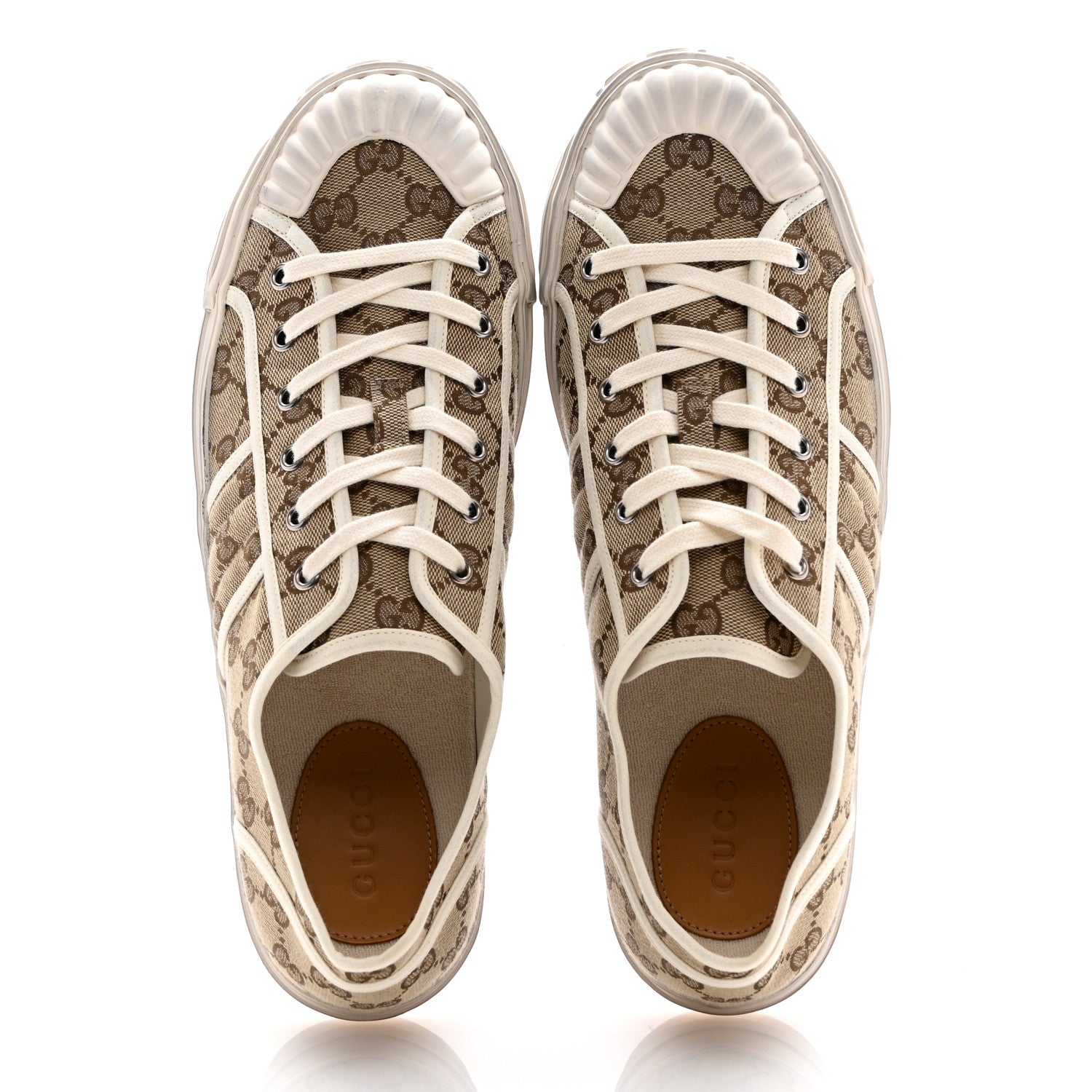 Gucci GG Monogram Mens Julio Low Top Sneakers 10 Beige Ebony Mystic White 2 of 9