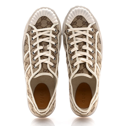 Gucci GG Monogram Mens Julio Low Top Sneakers 10 Beige Ebony Mystic White 2 of 9