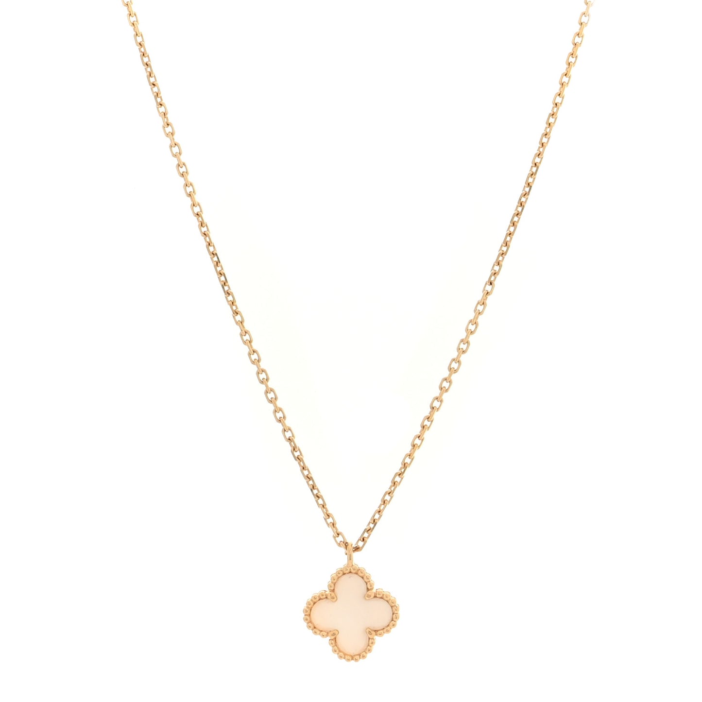 18K Yellow Gold Mother of Pearl Sweet Alhambra Pendant Necklace