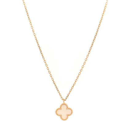 Van Cleef & Arpels 18K Yellow Gold Mother of Pearl Sweet Alhambra Pendant Necklace 1 of 4