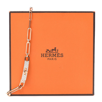 Hermes 18K Rose Gold Diamond Pave Kelly Chaine Choker Necklace 9 of 9