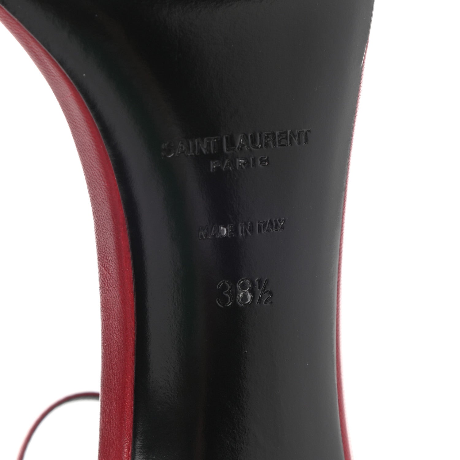 Saint Laurent Smooth Calfskin Bea 90 Ankle Strap Sandals 38.5 Opyum Red 6 of 9