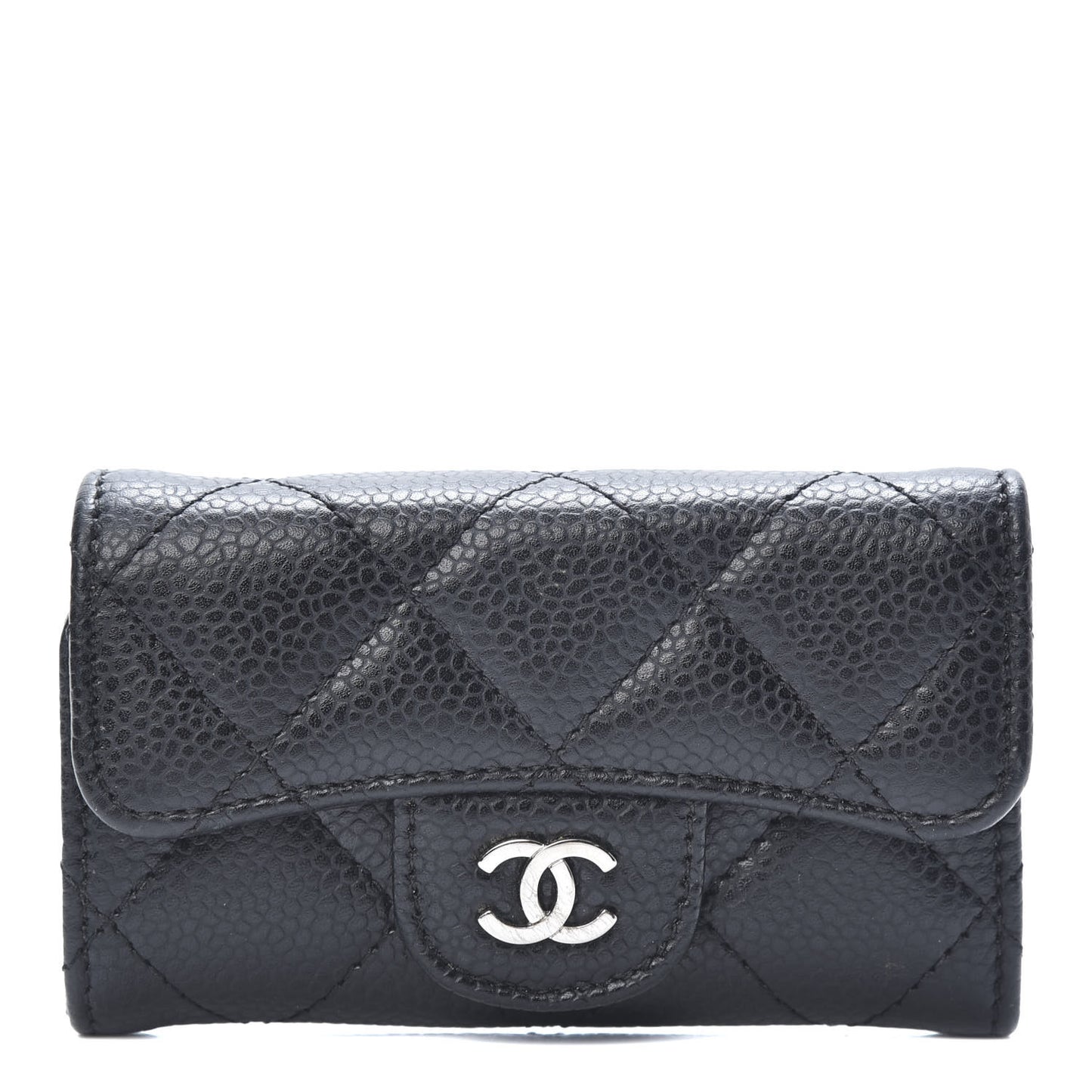 Caviar Quilted 6 Key Holder Black