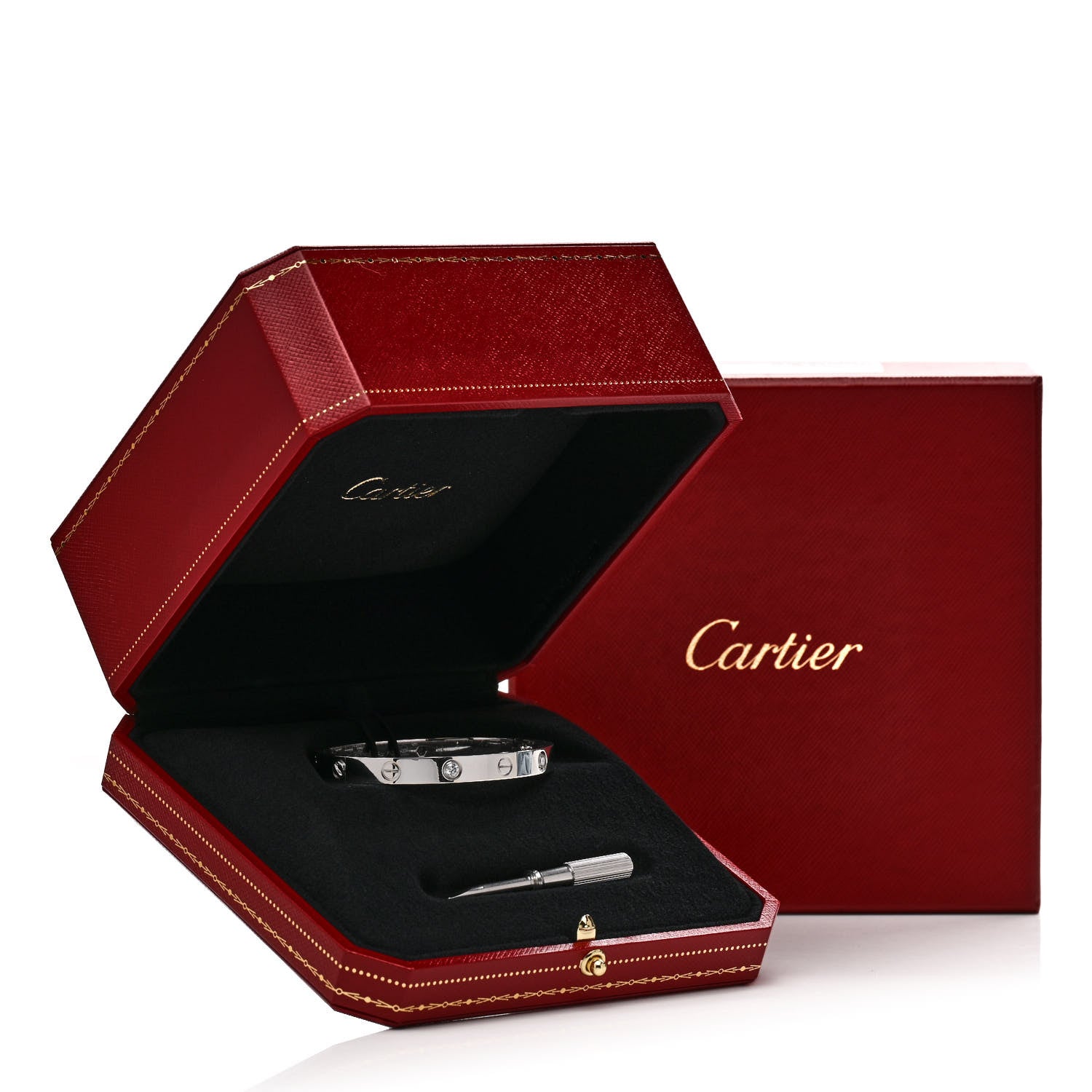 Cartier 18K White Gold 4 Diamond LOVE Bracelet 16 9 of 9