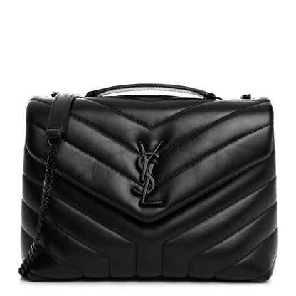 Saint Laurent Calfskin Y Quilted Monogram Monochrome Small Loulou Chain Satchel Black 1 of 10