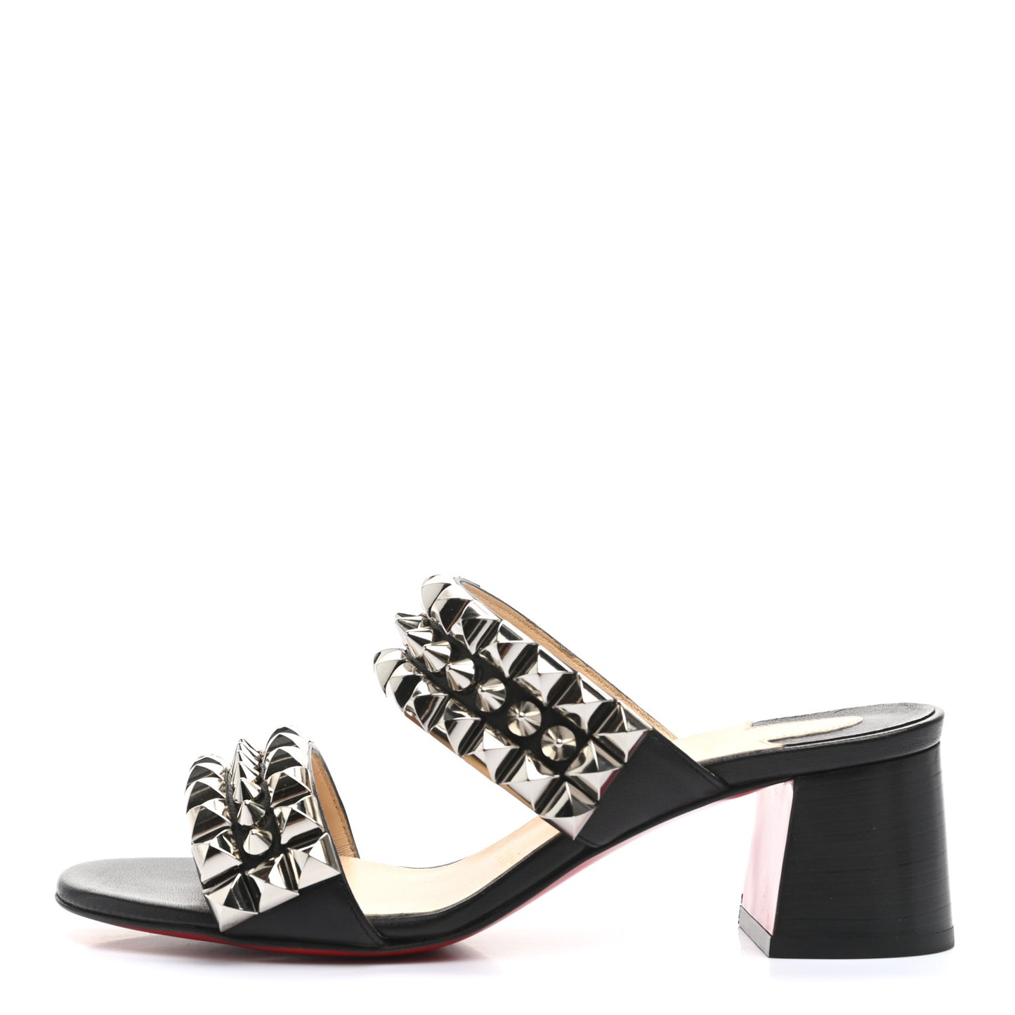Calfskin Studded Tina Goes Mad 55 Slide Sandals 35.5 Black