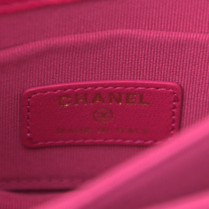 Chanel Lambskin Quilted Top Handle Flap Clutch With Chain Fuchsia 6 of 10