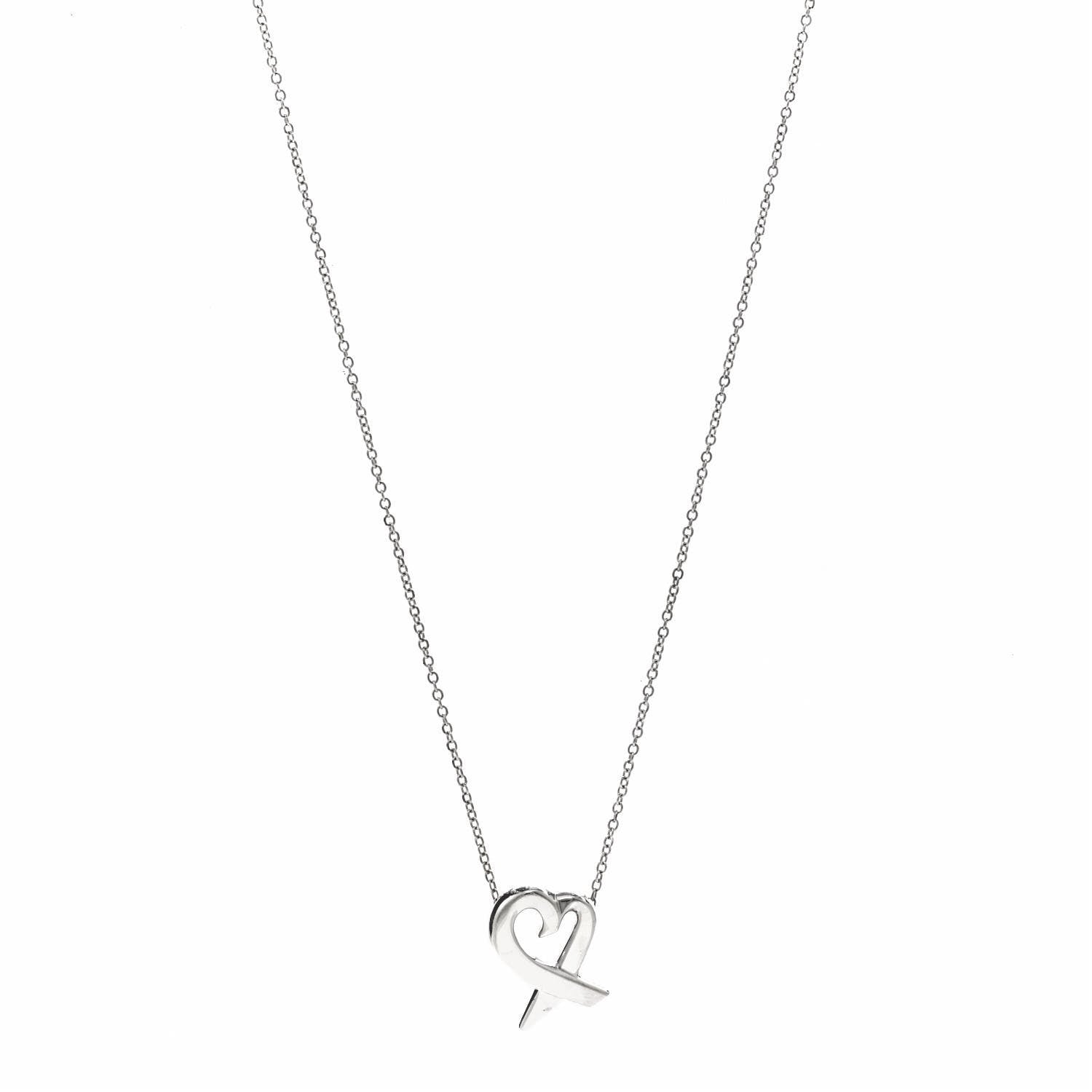 Tiffany Sterling Silver Small Paloma Picasso Loving Heart Pendant Necklace 1 of 4