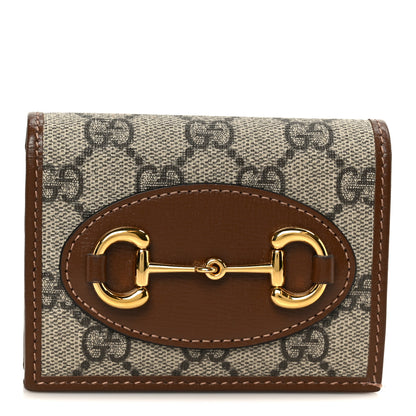 Gucci GG Supreme Monogram Horsebit 1955 Card Case Wallet Beige Ebony Brown Sugar 1 of 10