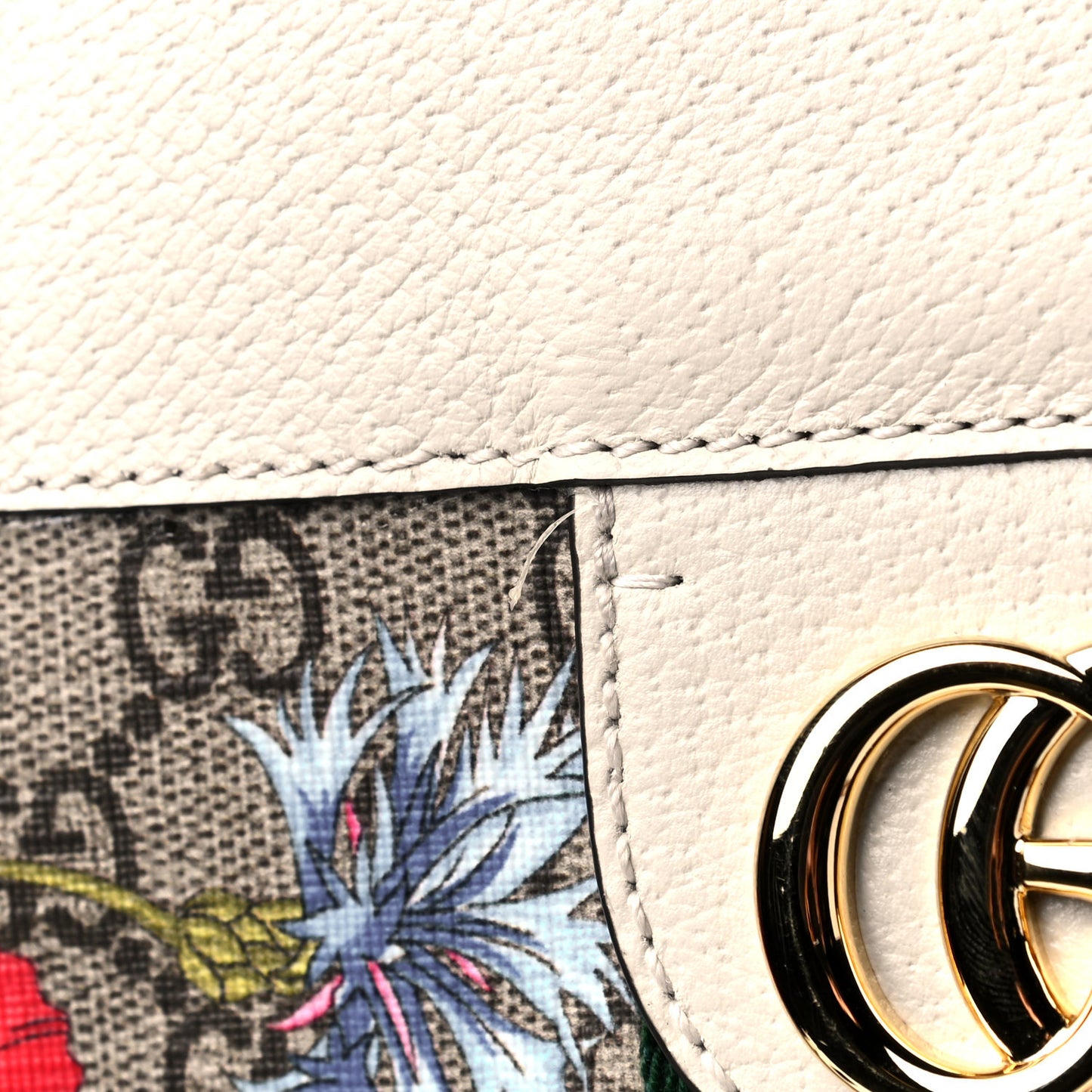 GG Supreme Monogram Flora Web Ophidia Vertical Shopping Tote White