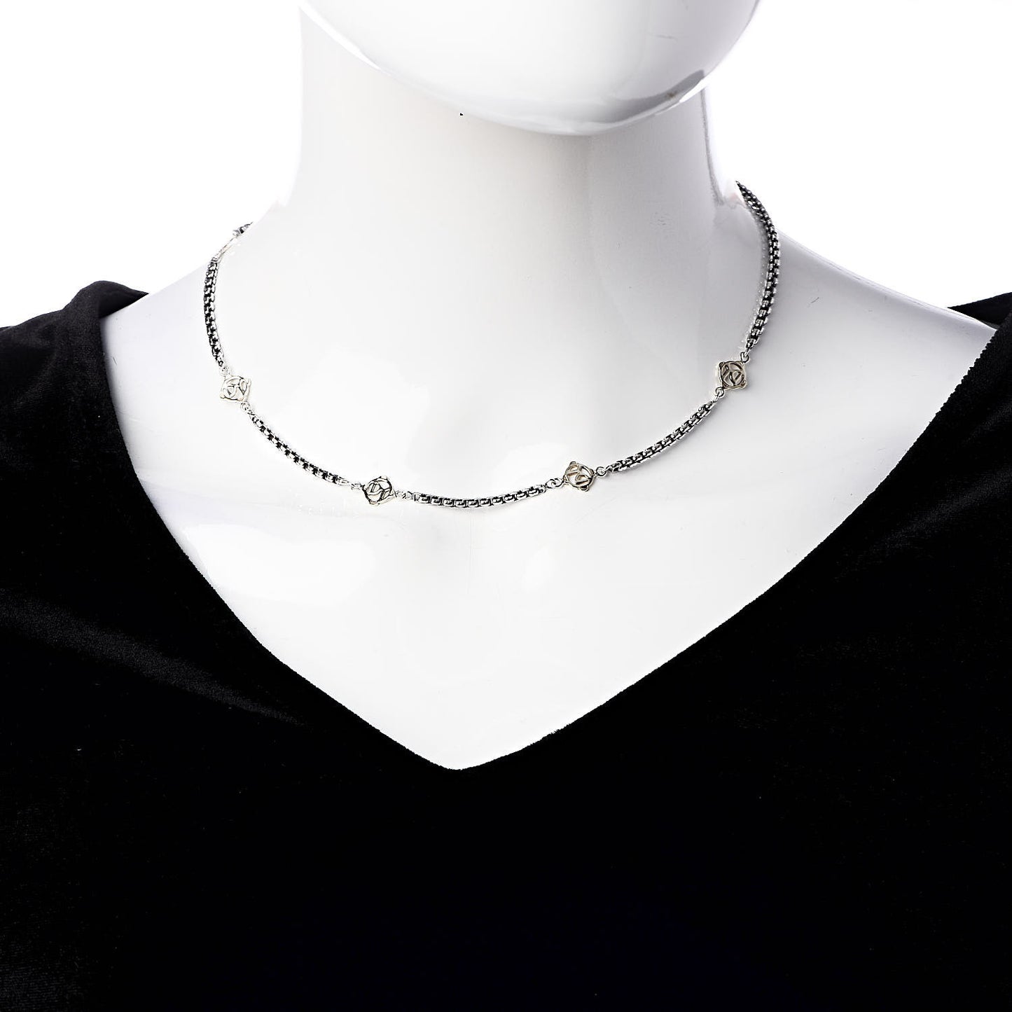 Sterling Silver 14K Yellow Gold Logo Station Necklace